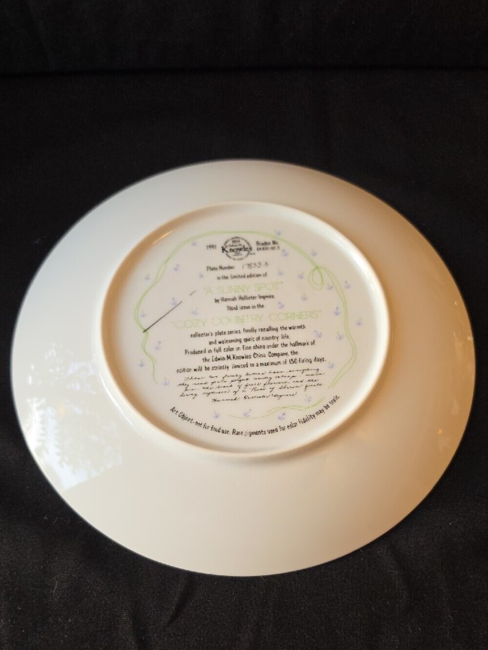 Knowles "A Sunny Spot" By Hannah Hollister Ingmire Decorative Plate - Picture 3 of 4